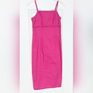 Womens Pink Spaghetti Strap Sun Dress w/Fabric Accent In Front & Slits on Sides